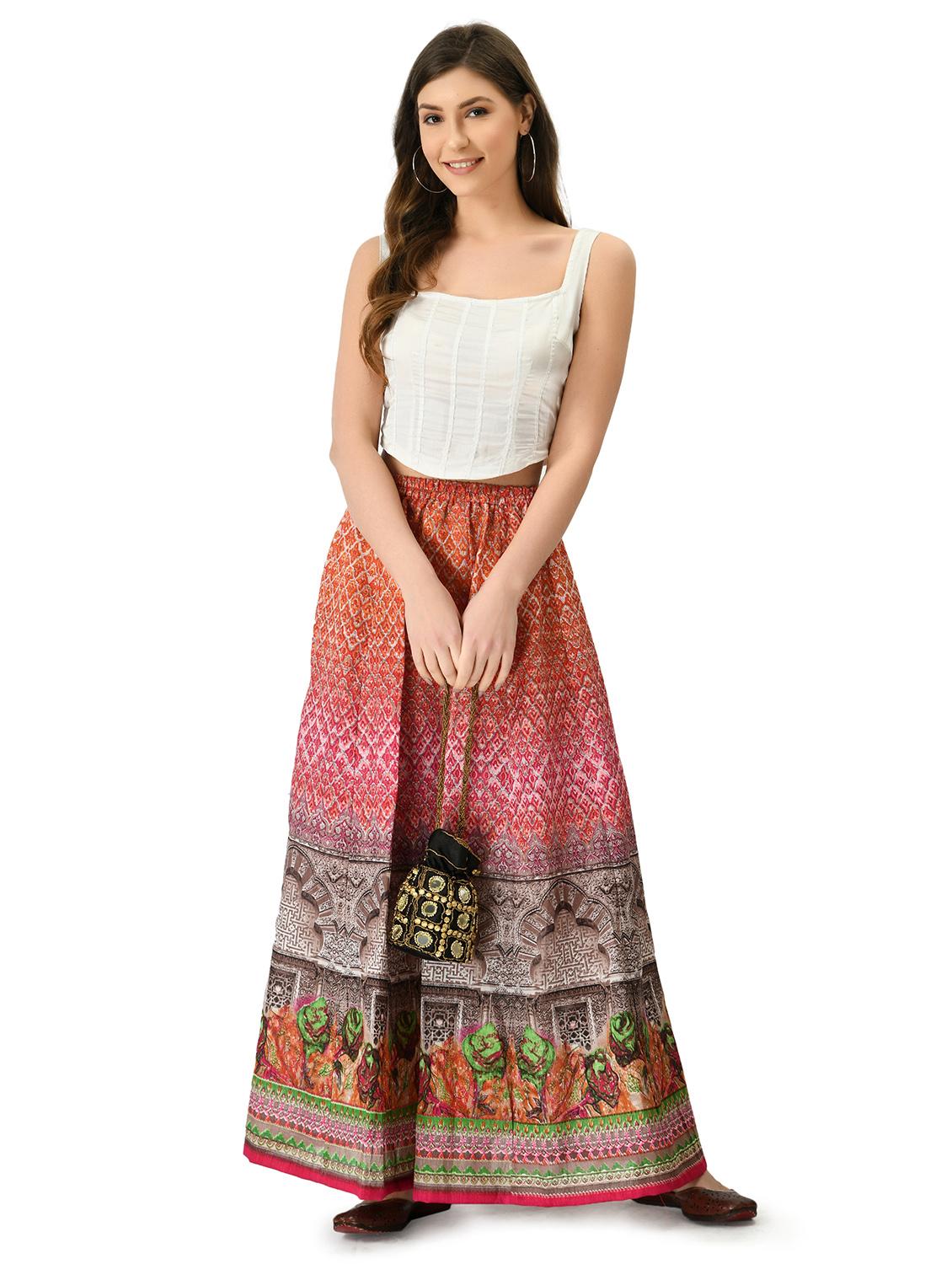 multi colored printed flared long skirt - 20114606 - Standard Image - 3