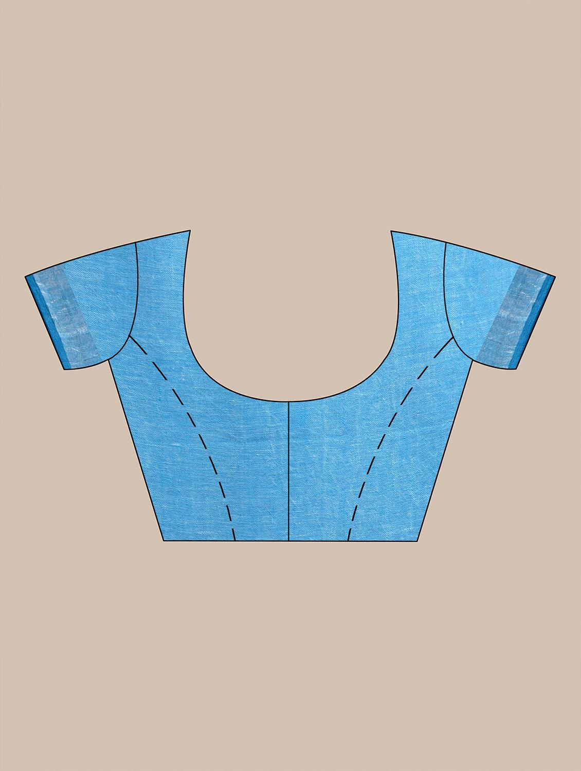 women's self design light blue colored saree with blouse - 20126191 - Standard Image - 4