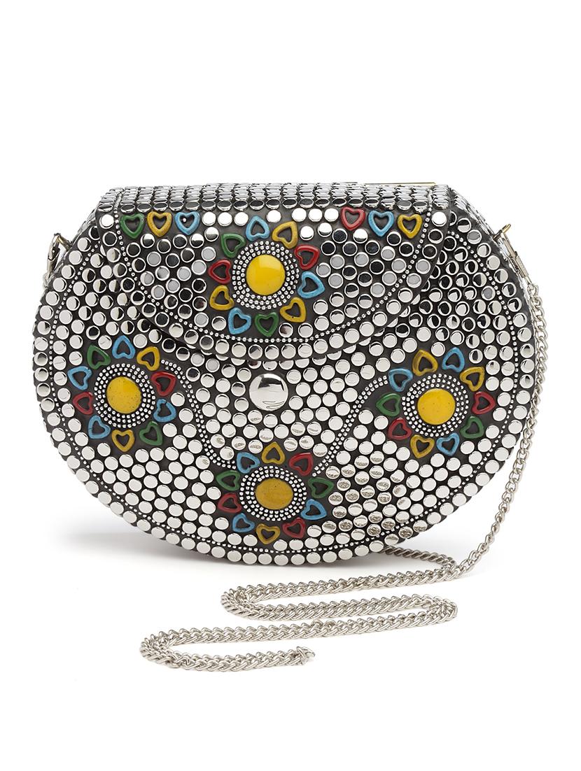 silver embellished box clutch - 20132453 - Standard Image - 3