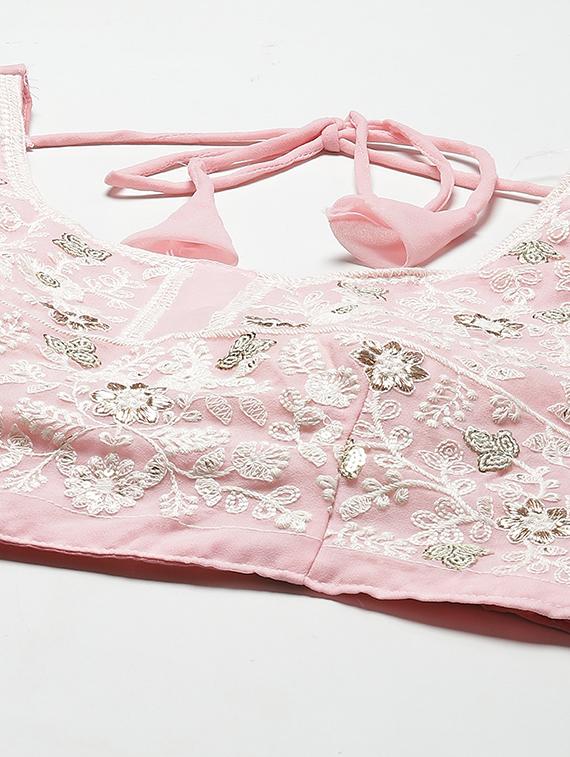 pink embroidered flared lehenga - 20133320 - Standard Image - 5