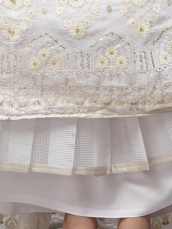 white embroidered flared lehenga - 20133321 - Zoom Image - 4