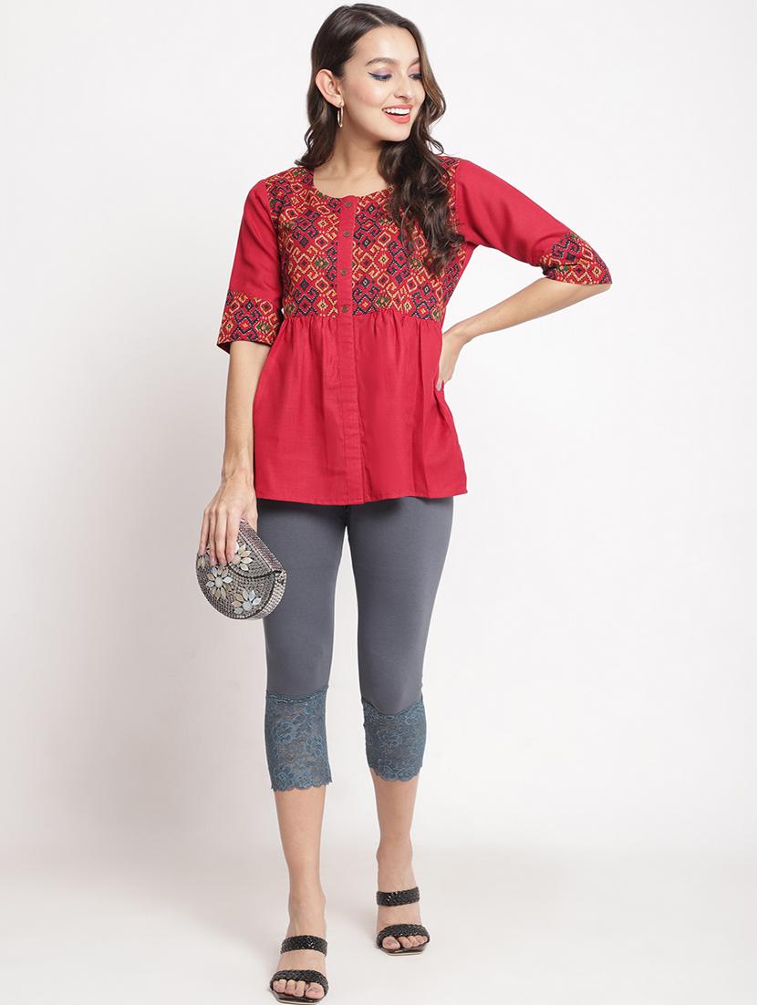 pack of 3 solid lace detailed capris - 20148501 - Zoom Image - 5