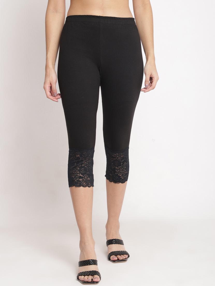 pack of 3 solid lace detailed capris - 20148506 - Zoom Image - 3