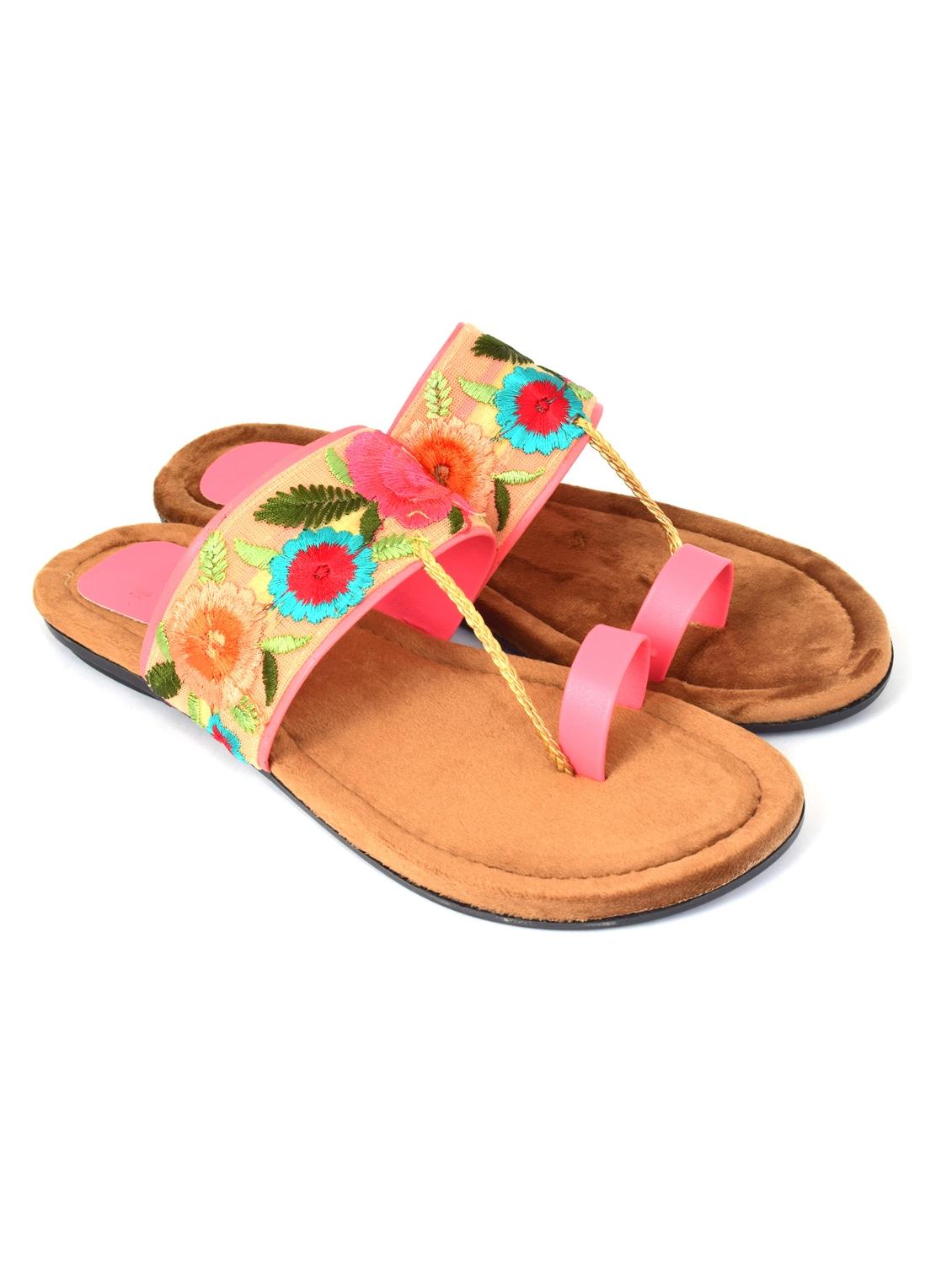 multi colored synthetic slip on sandals