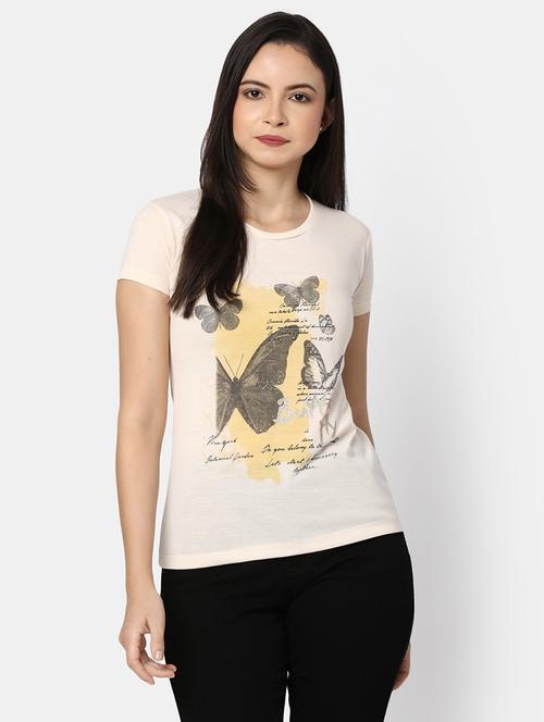 women's front print round neck t-shirt - 20156090 - Very Small Image - 1