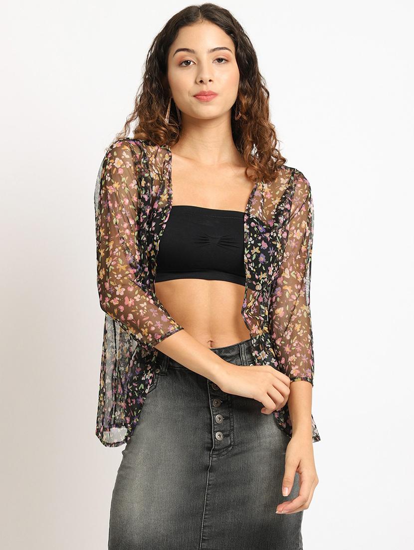 black cotton blend shrug - 20159573 -  Zoom Image - 0