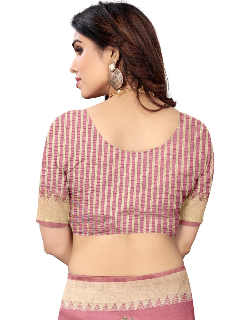 women's self design pink colored saree with blouse - 20162412 - Standard Image - 3
