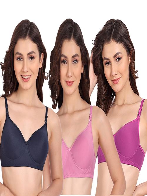 pack of 3 solid multi coloredn regular bra - 20170948 - Very Small Image - 1