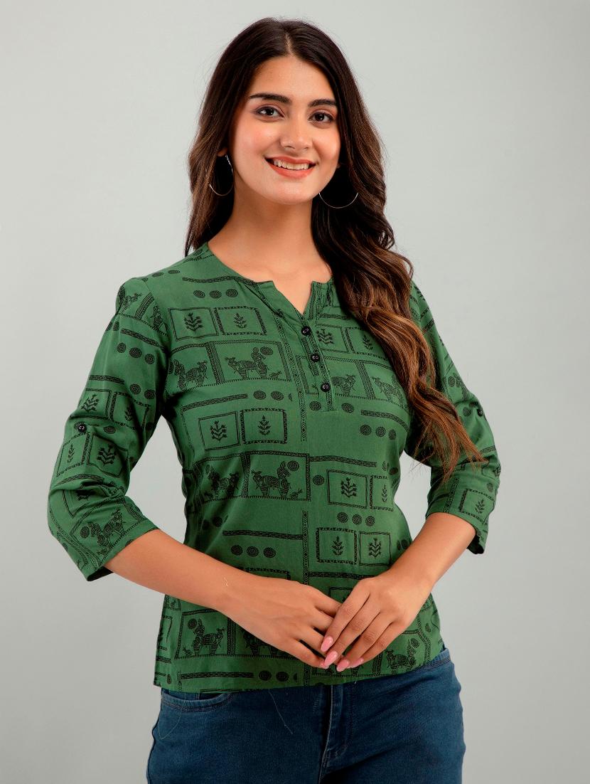 round neck printed regular top - 20173703 - Zoom Image - 2