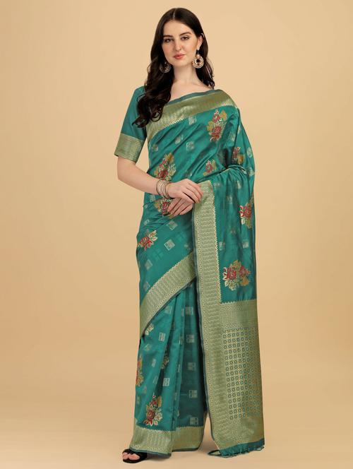 women's banarasi saree with blouse - 20175540 - Standard Image - 0