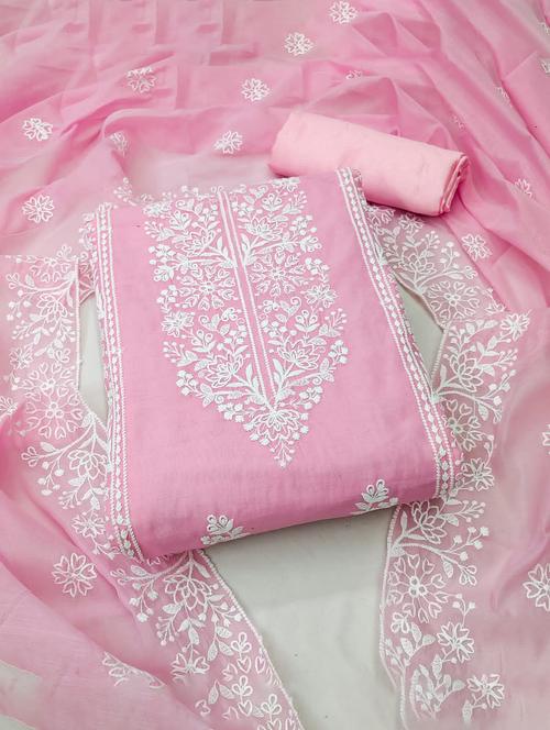 embroidered unstitched salwar suit set - 20178093 - Very Small Image - 1