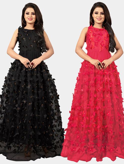 pack of 2 self design semi-stitched gown  - 20184272 -  Standard Image - 0