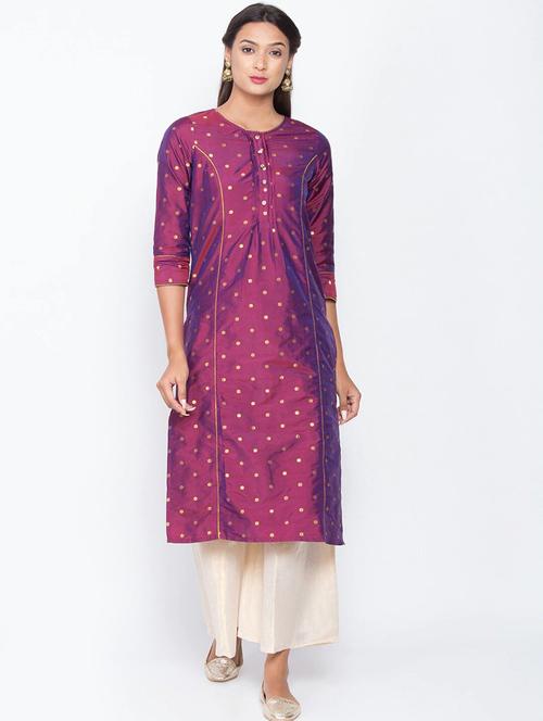 purple colored straight kurta - 20188920 - Very Small Image - 1
