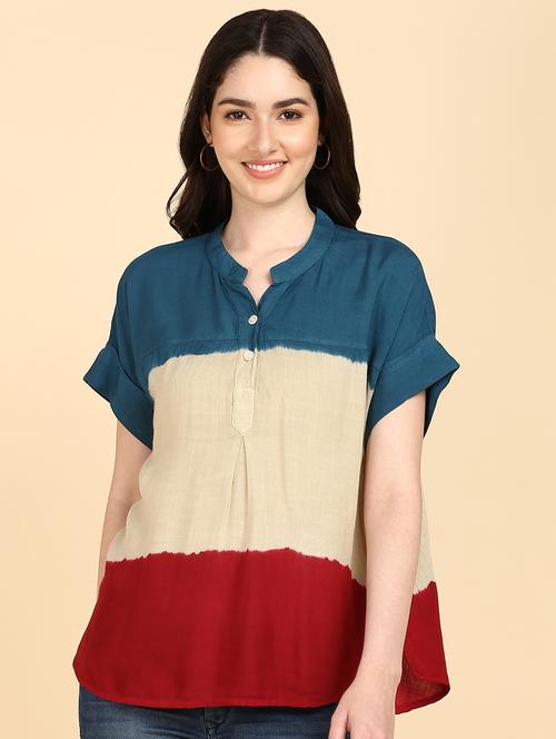 women's a line mandarin neck top - 20189898 - Standard Image - 0