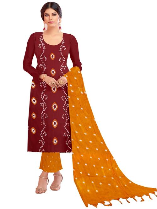 printed unstitched suit set - 20193066 - Very Small Image - 1