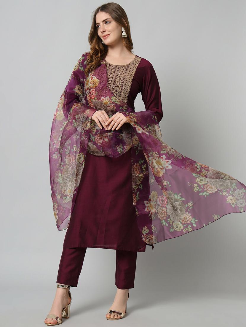 embroidered kurta pant set with dupatta   - 20194467 -  Standard Image - 1