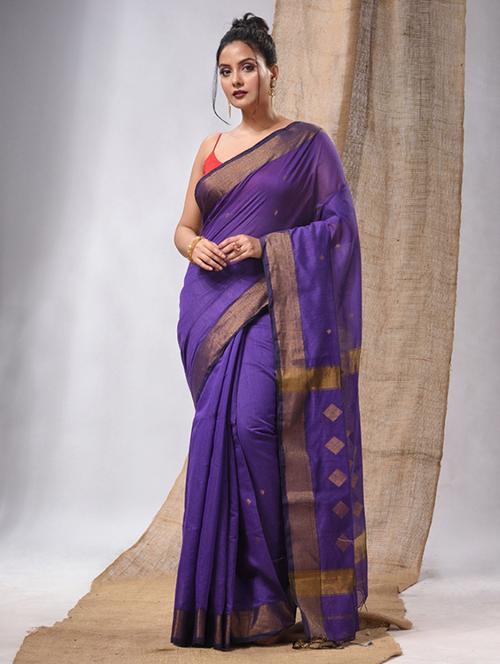 zari work self design handloom saree with blouse - 20225429 - Very Small Image - 1