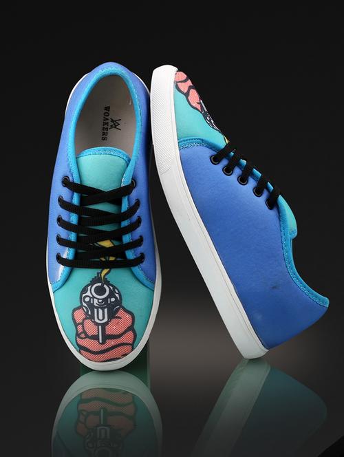 men graphic printed blue lace up sneaker - 20245831 - Very Small Image - 1