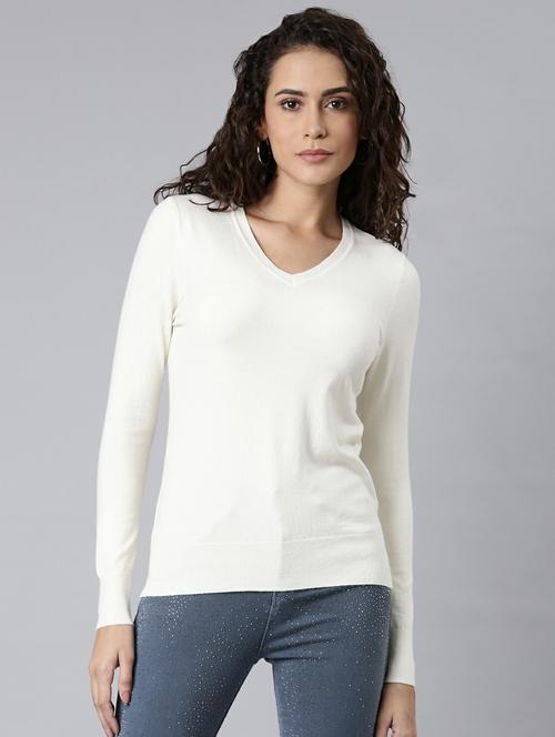 white solid long sleeves regular top - 20249469 - Very Small Image - 1