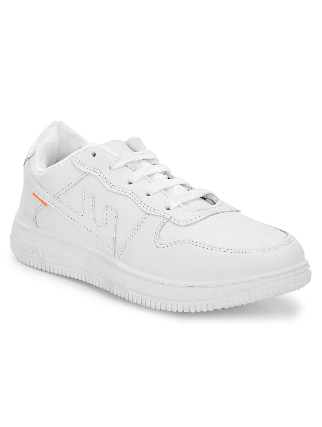 men solid white lace up sneaker - 20258607 - Standard Image - 2