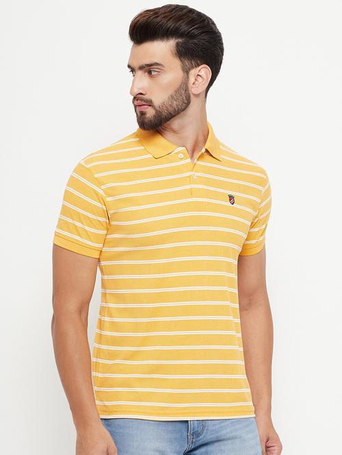 men mellow yellow stripes polyester polo t-shirt - 20266427 - Very Small Image - 1