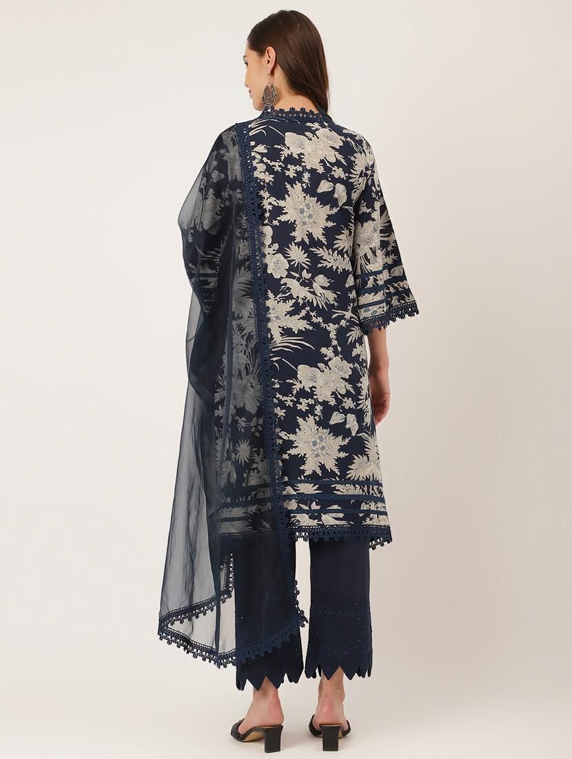navy blue colored kurta pant set - 20271988 - Standard Image - 3