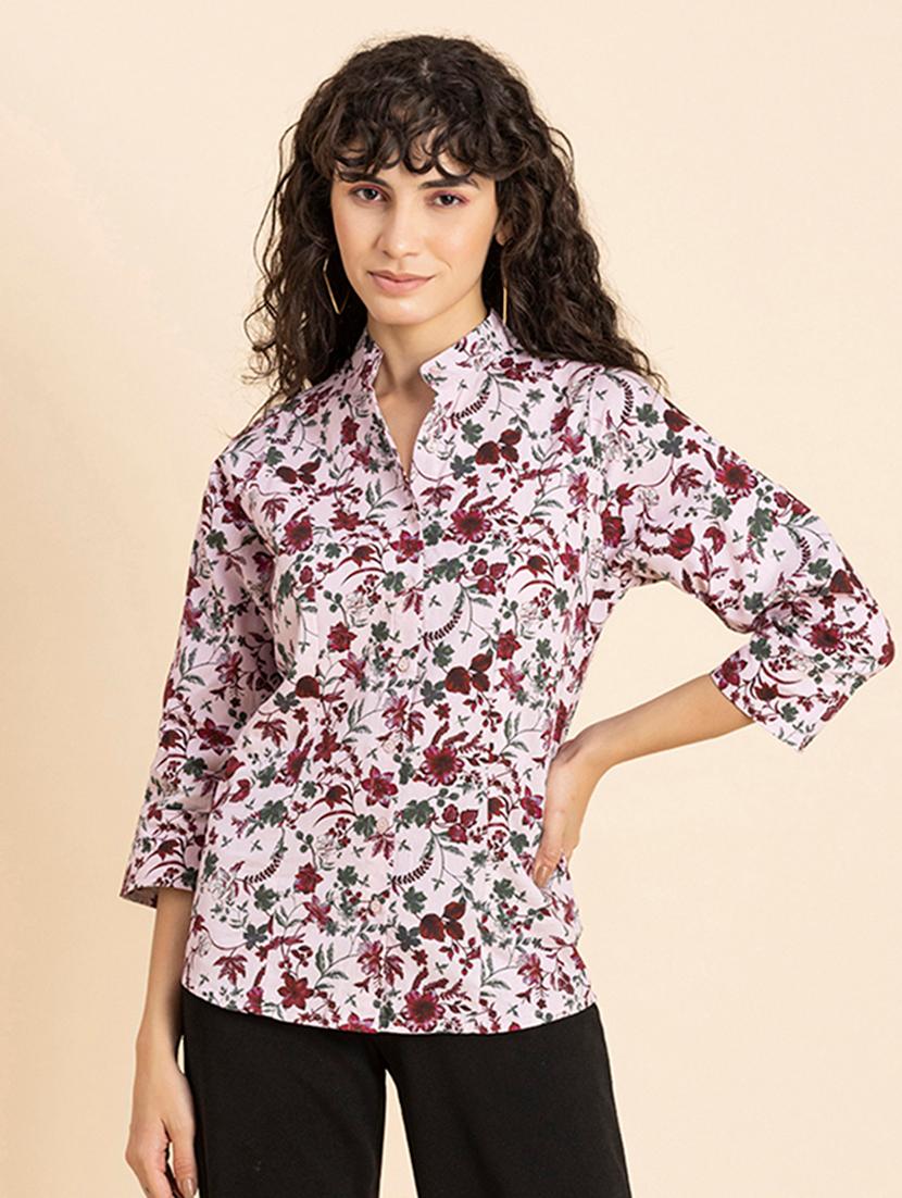 white florals printed regular shirt - 20272046 - Zoom Image - 0