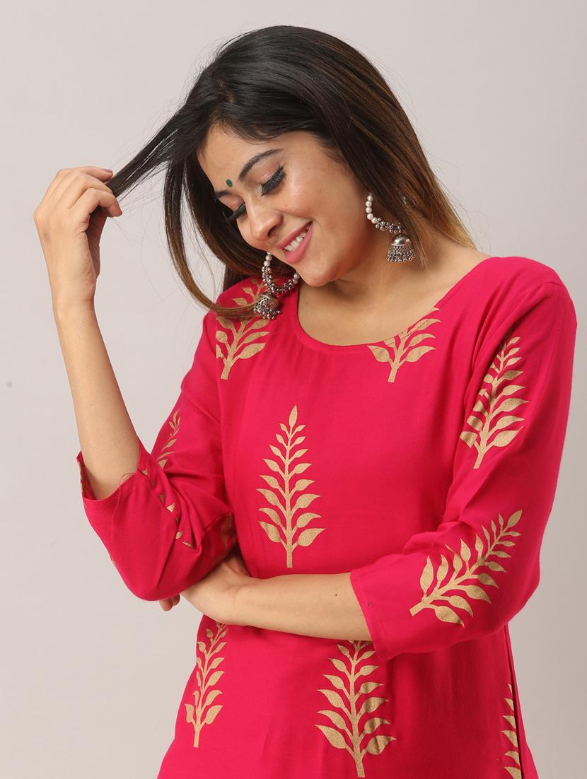 pink colored kurta palazzo set - 20280618 - Standard Image - 3