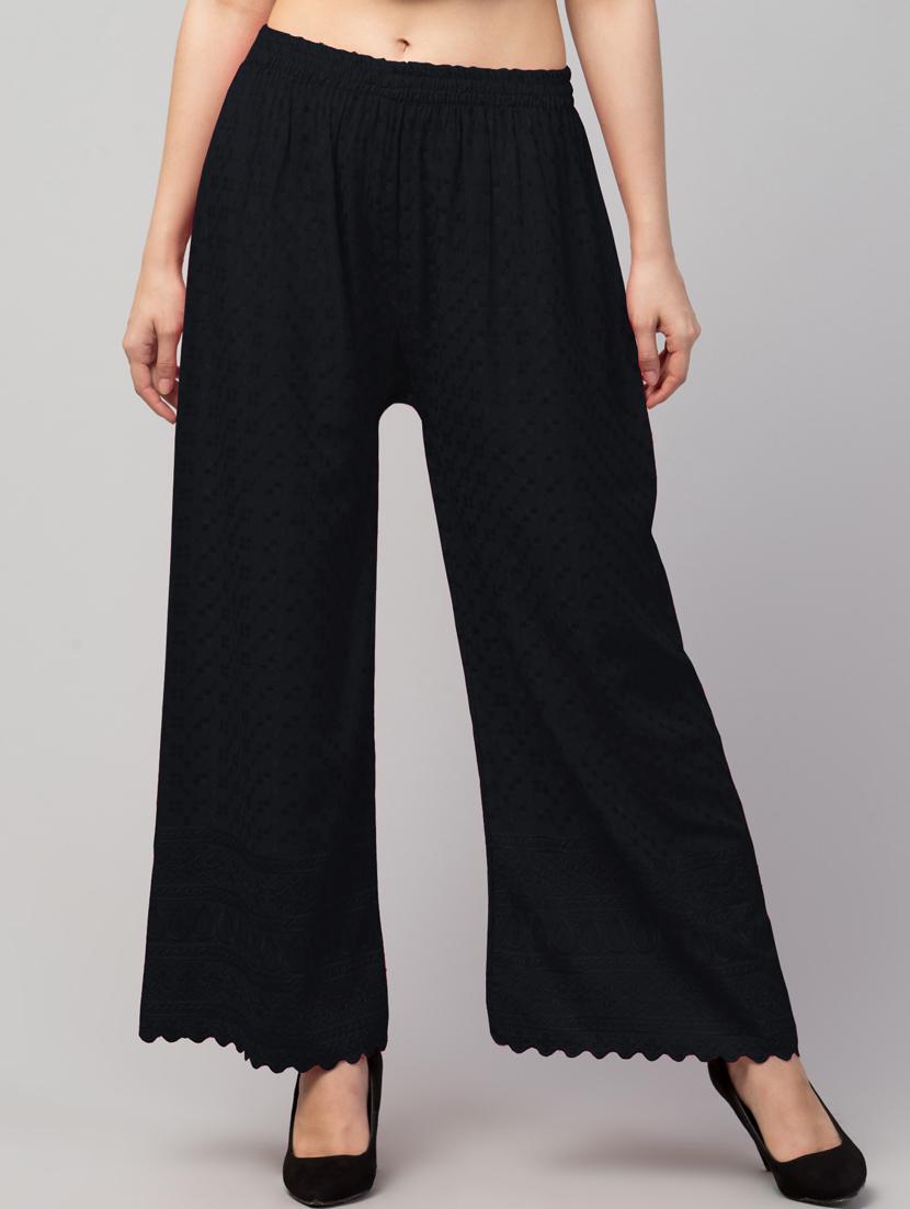 black solid with work palazzo - 20300771 - Zoom Image - 0