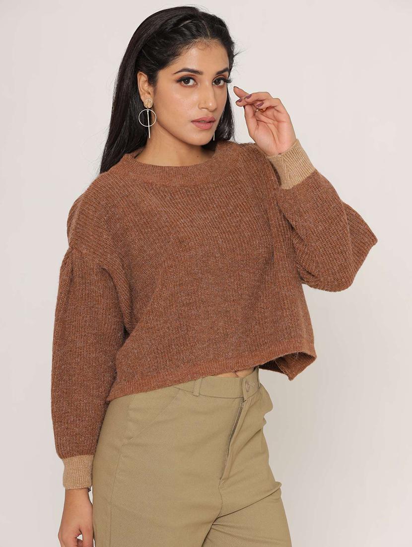 women's brown oversized pullover - 20315562 - Zoom Image - 1