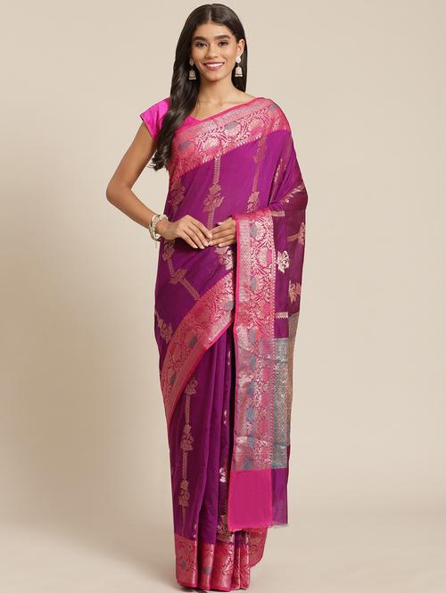women's banarasi saree with blouse - 20315642 - Standard Image - 0