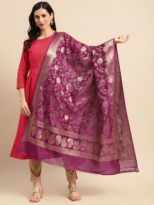 purple cotton blend dupatta - 20315833 -  Standard Image - 0