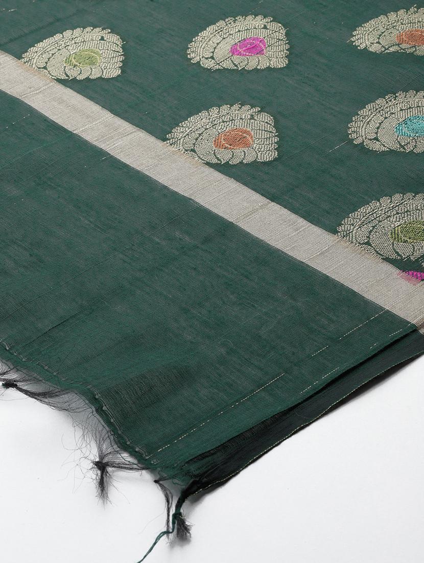 green cotton blend dupatta - 20315846 - Standard Image - 3