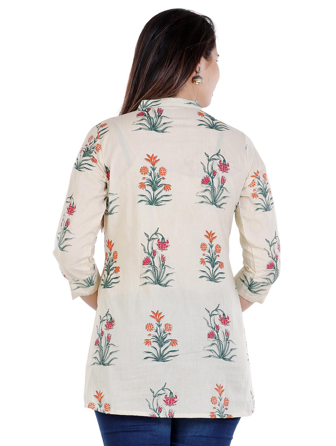 beige floral printed regular top - 20319352 - Zoom Image - 2