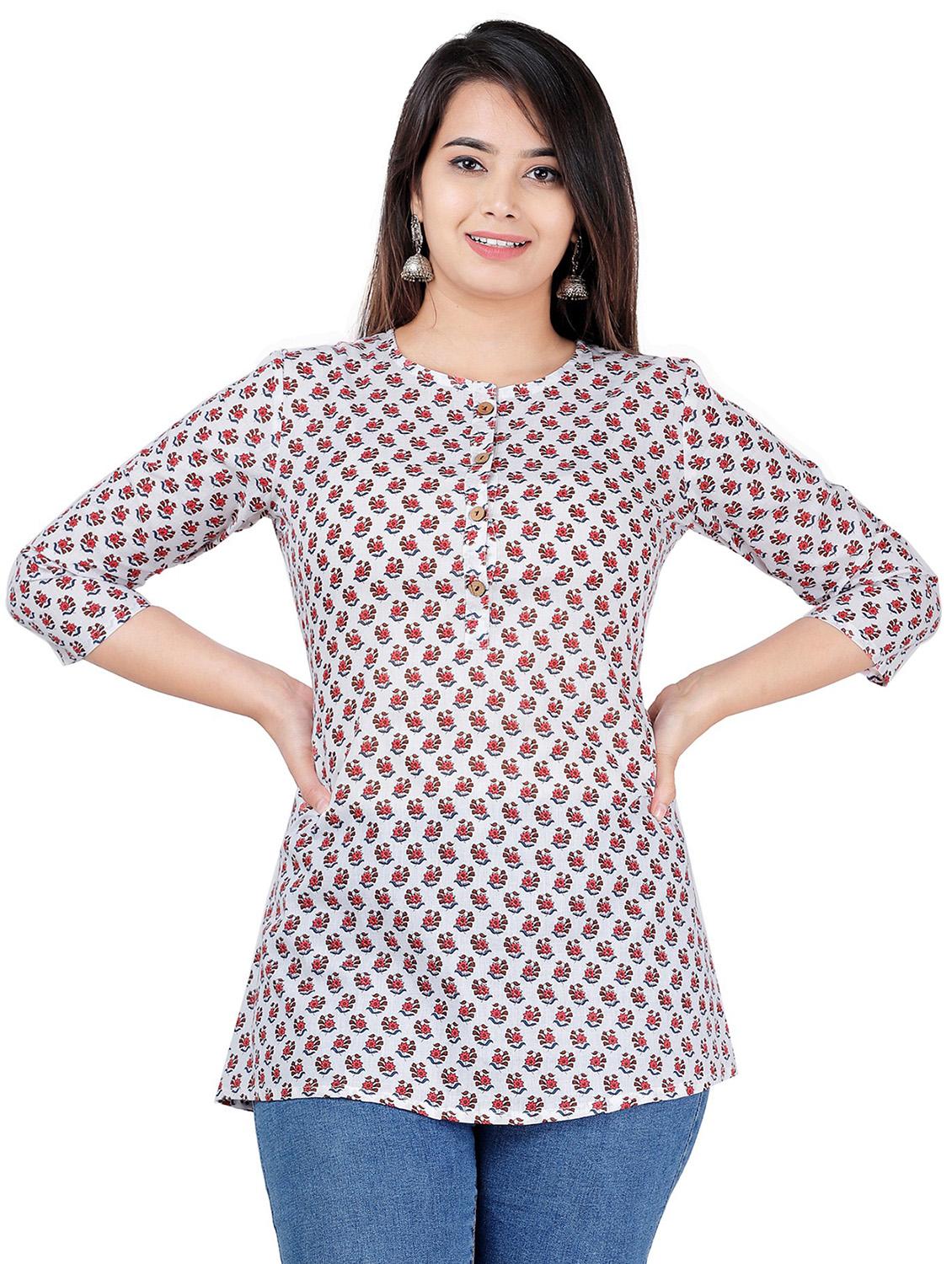 white floral regular tunic - 20319356 -  Zoom Image - 0