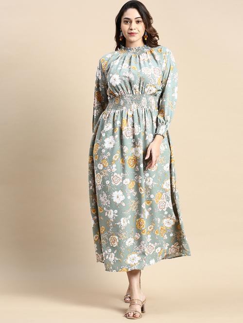 green floral fit & flare dress - 20325662 - Very Small Image - 1