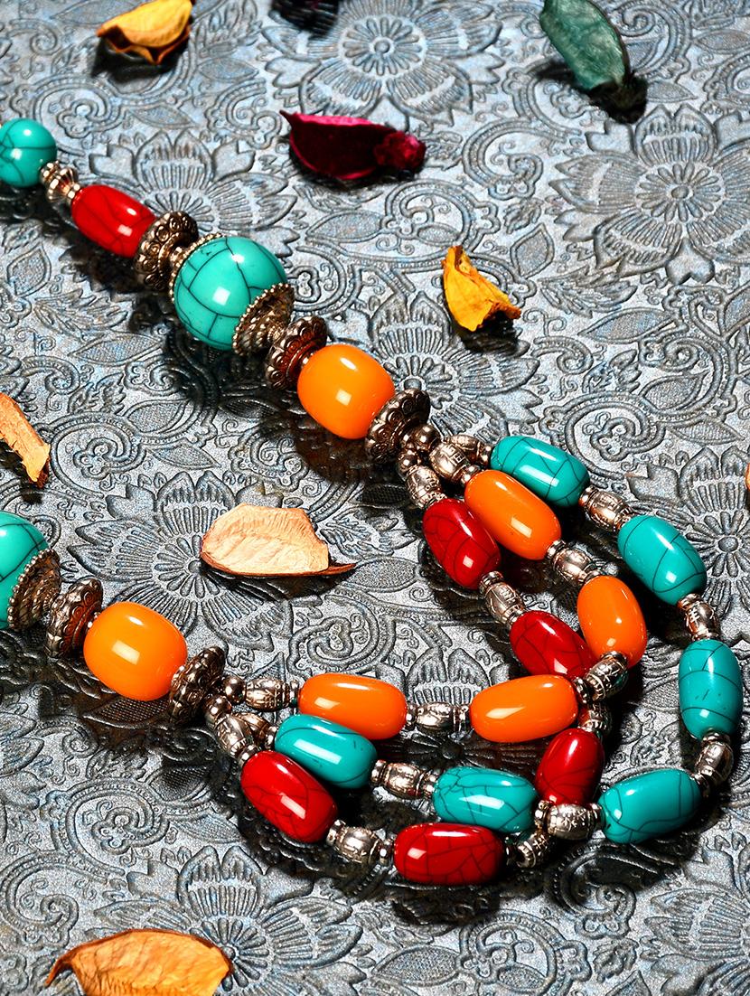 multi colored metal long necklace