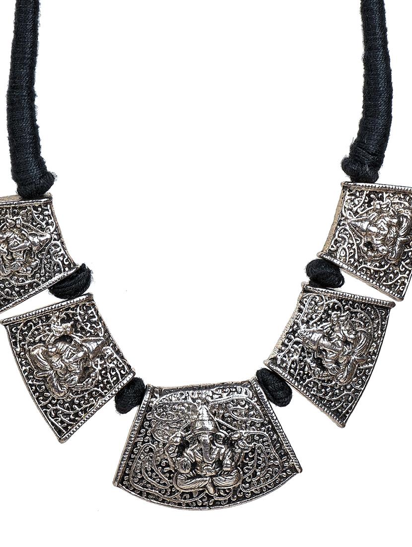 silver metal statement necklace - 20331785 - Standard Image - 2