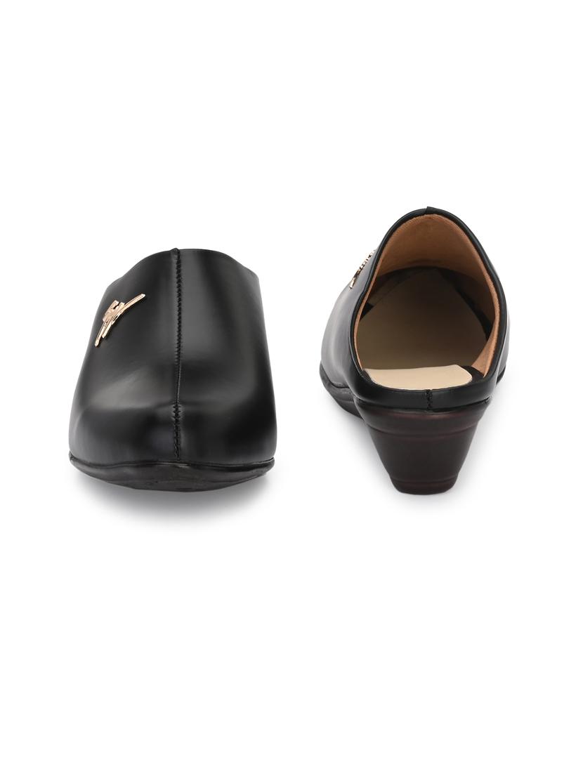 women solid black wedge heel mule - 20345141 - Zoom Image - 6