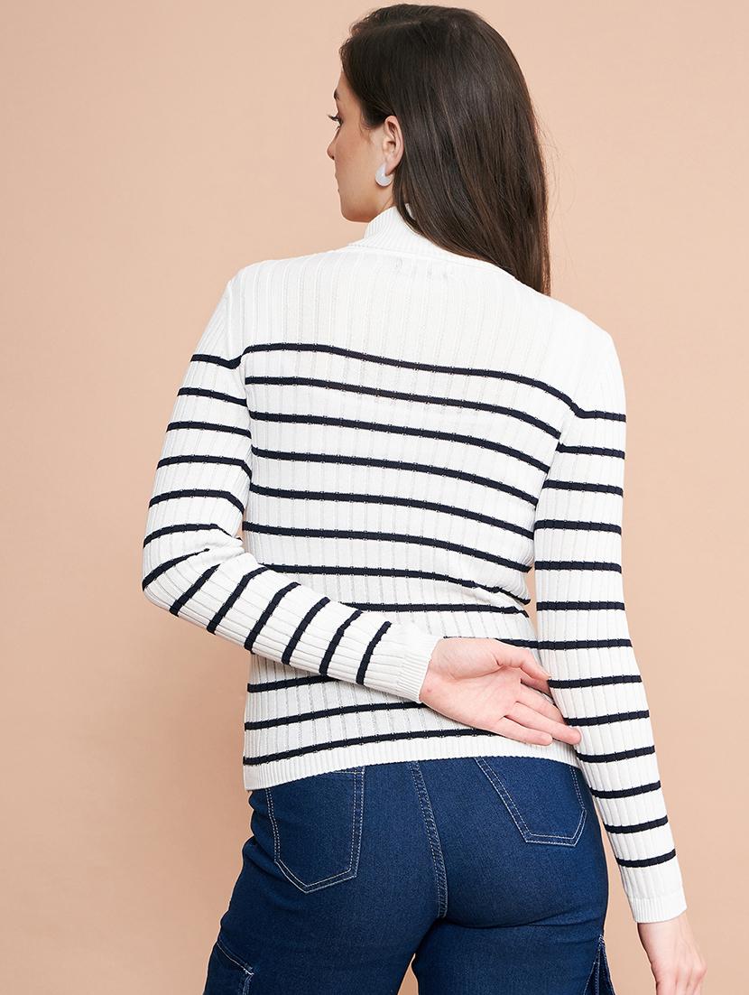 women striped turtle neck pullover - 20345199 - Zoom Image - 2