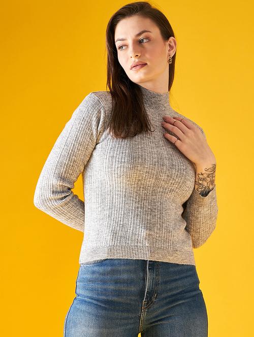 women self design high neck pullover - 20345206 -  Standard Image - 0
