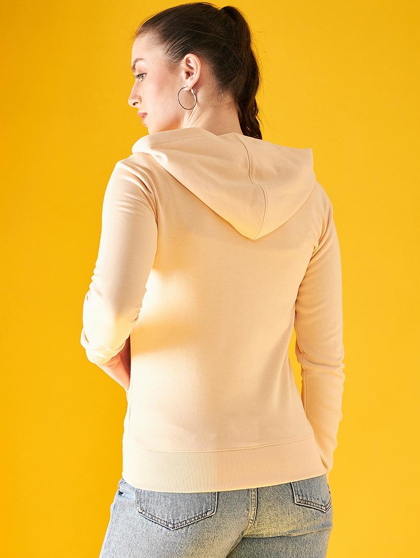 women's pure cotton solid hooded neck sweatshirt - 20345415 - Zoom Image - 2