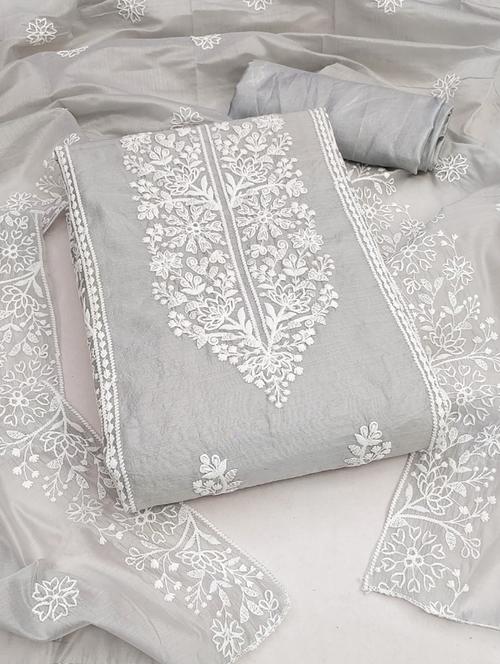 grey colored unstiched dress - 20351628 - Standard Image - 0