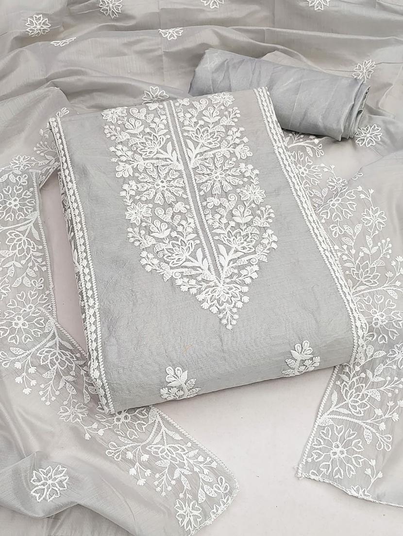 grey colored unstiched dress - 20351644 - Zoom Image - 0