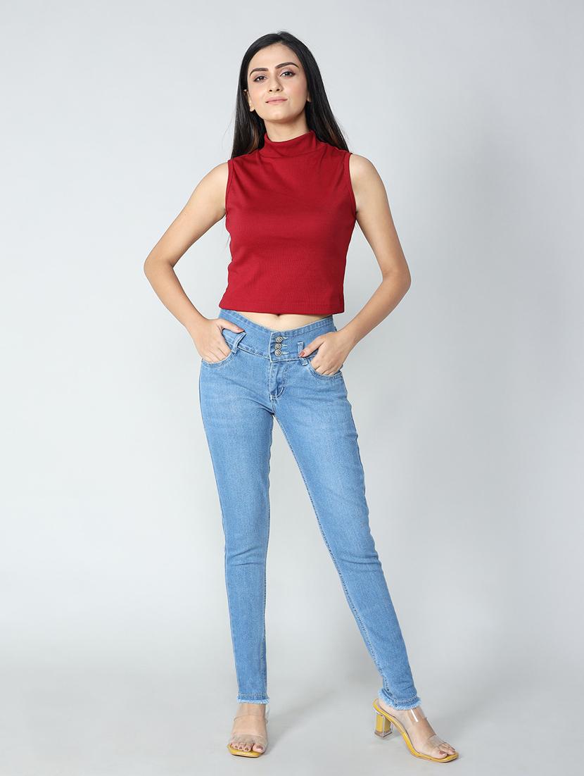 women's plain slim fit jeans - 20355047 - Standard Image - 3
