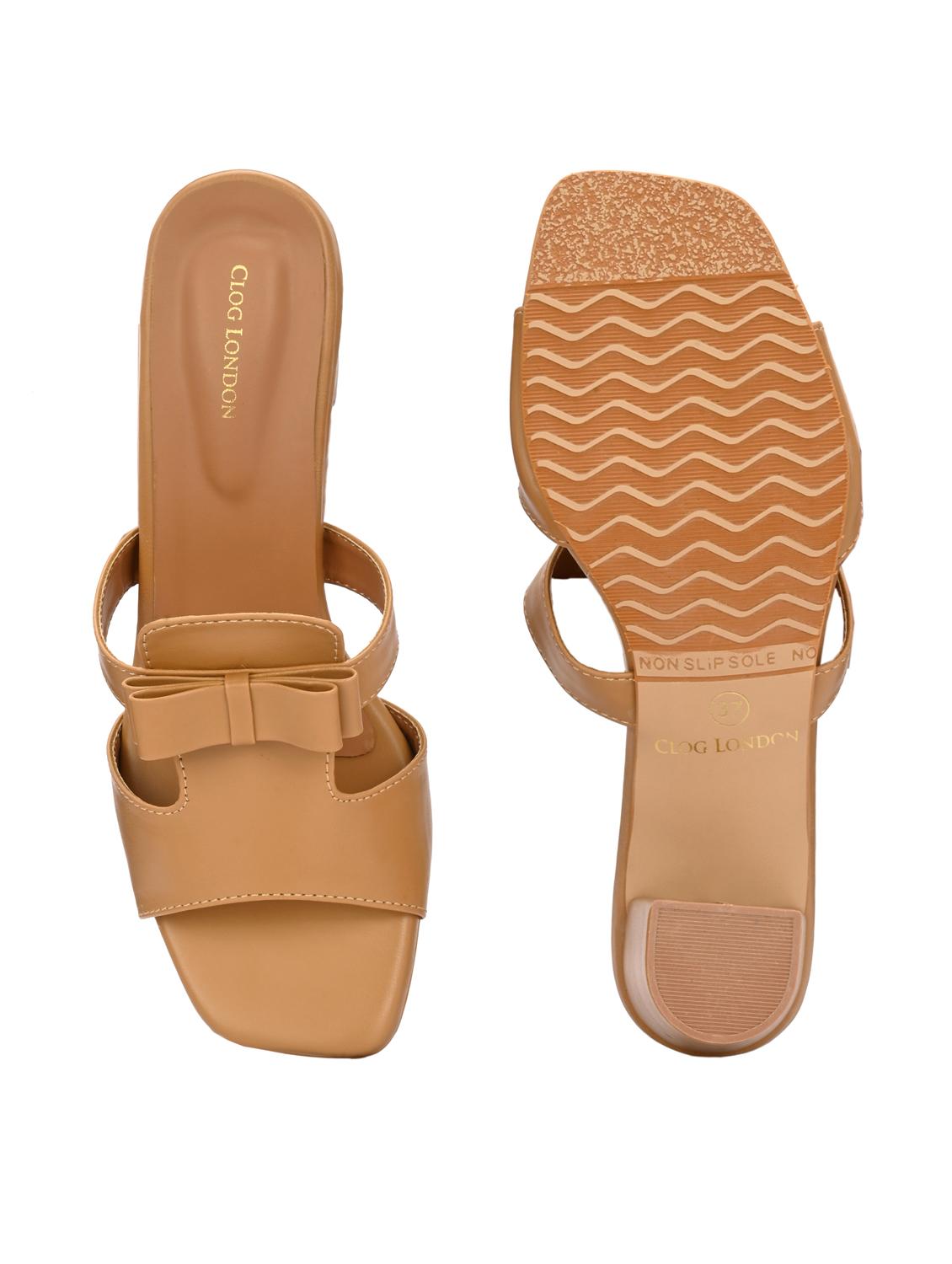 tan synthetic slip on sandals - 20363833 - Standard Image - 3