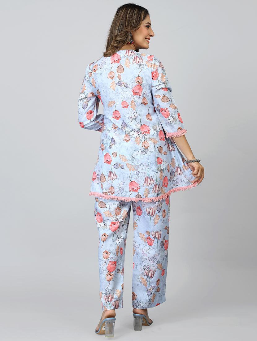 light blue floral printed co-ord set - 20369234 - Zoom Image - 4