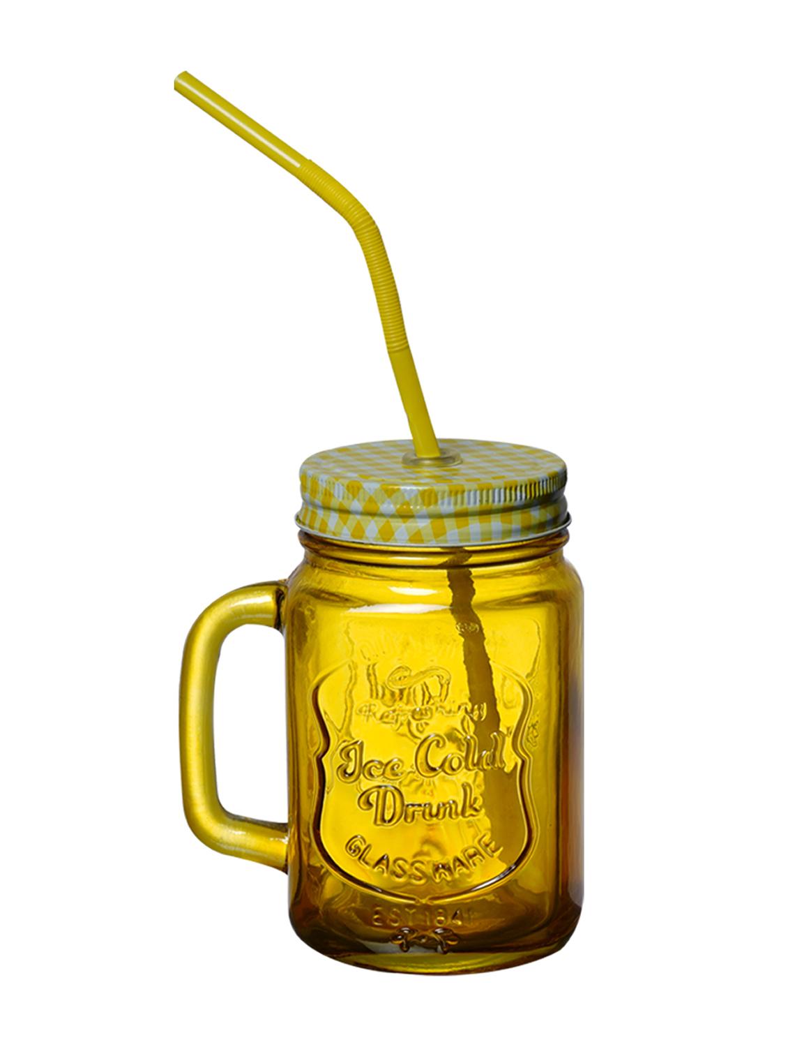 ceradeco 2 pcs assorted coloured mason jar set with straws 350 ml each - 20375192 - Zoom Image - 3
