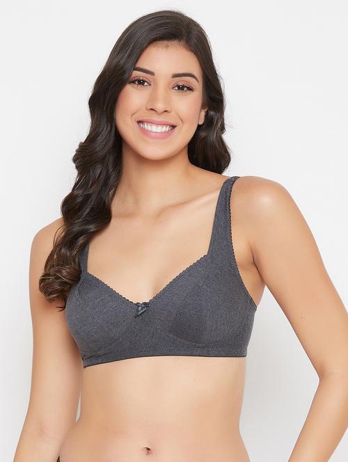 Grey Cotton Regular Bra - 20375396 - Very Small Image - 1