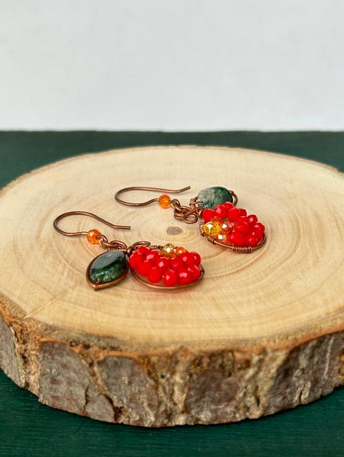 red copper drop earrings - 20383776 -  Standard Image - 0